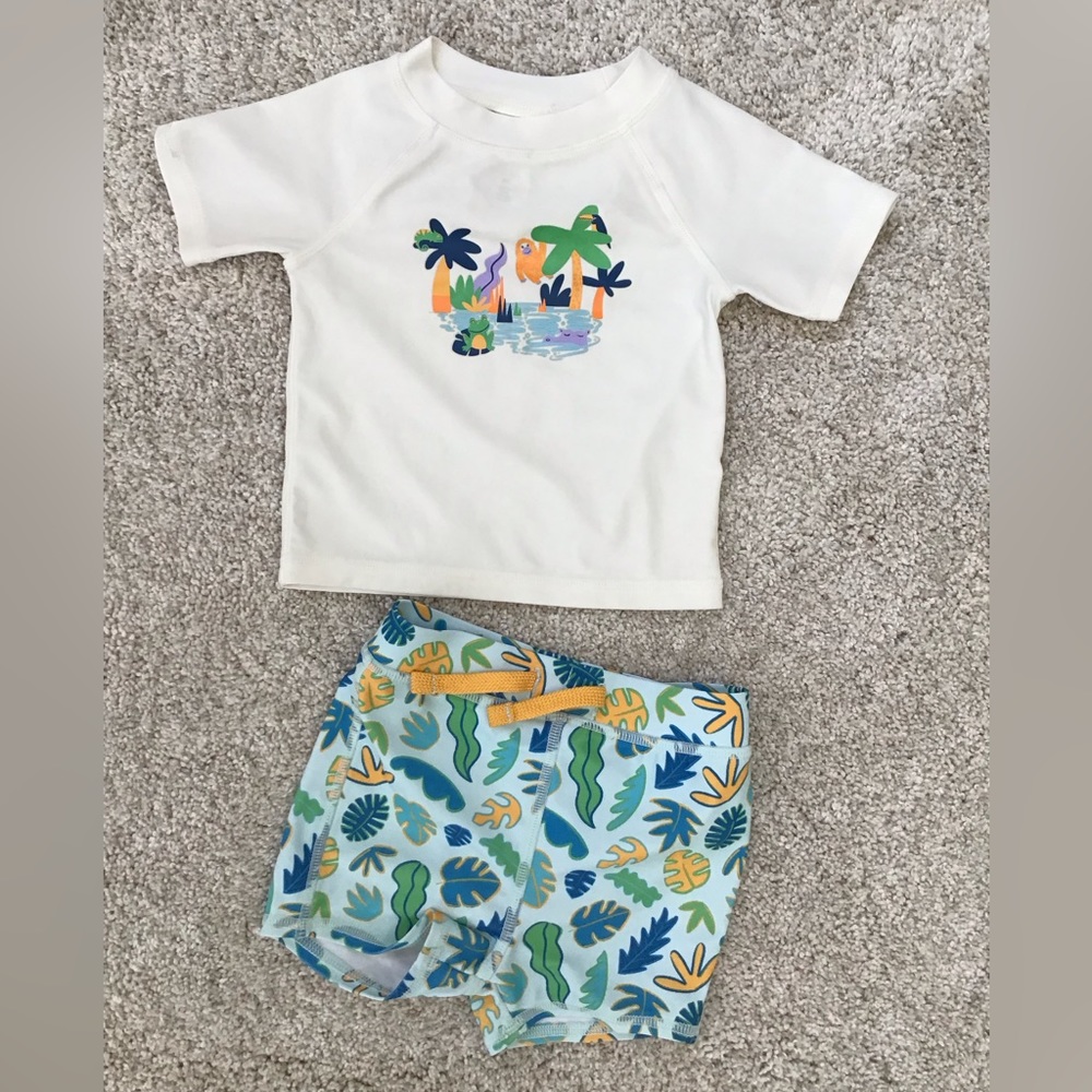 TUCKER + TATE Two-piece Rashguard Boys Swimsuit, Size 6m